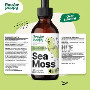 Irish Sea Moss Drops for Dogs - Thyroid & Energy Support for All Breeds & Sizes - Dog Food Supplements with Liquid Seamoss Extract - Natural Vitamins and Supplements for Thyroid Health - 4 oz