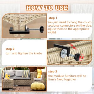 GJL 6 PCS Outdoor Furniture Clips for Wicker Sectional, Adjustable Sectional Couch Connectors Clips to Hold Wicker Furniture Together, Wicker Patio Furniture Clips Couch Clamps for Sectionals.