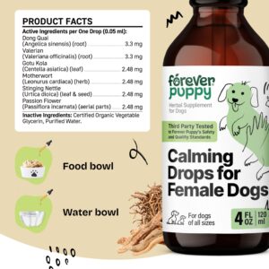 Calming Drops for Female Dogs - Valerian Root Calming Care for Dogs - Liquid Alternative to Calming Chews for Dogs' Composure - Herbal Dog Separation Relief Drops - Pet Calming Supplements - 4 oz