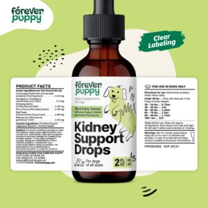 Kidney Support Drops for Dogs - Natural Kidney Care w/Cordyceps Mushroom & Stinging Nettle Leaf - Dog Food Supplements for Dogs' Kidney Health - Liquid Pet Vitamins and Supplements - 2 oz