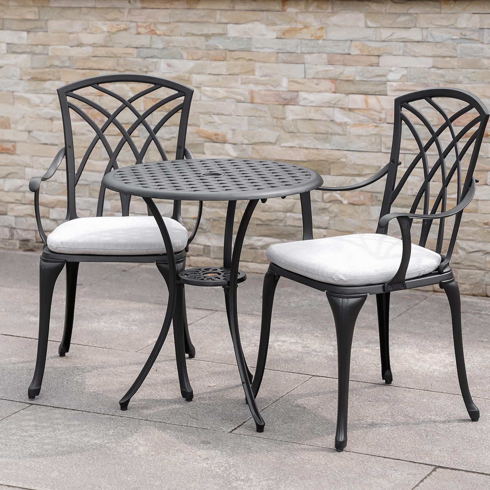 Withniture 3 Piece Outdoor Bistro Set, Patio Bistro Table Set, All Weather Bistro Table and Chair Set of 2, Patio Dinning Furniture for Garden, Porch, Backyard