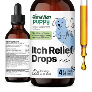 itch skin relief for dogs - nutritional drops for dry itchy skin w/soothing gotu kola - itchy paws dog relief w/stinging nettle leaf - herbal dog vitamins and supplements for happy pets - 4 oz