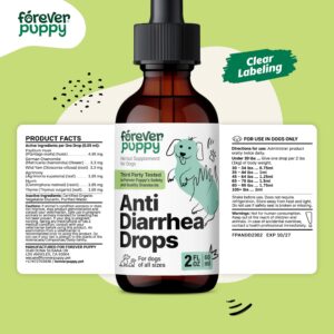 Anti-Diarrhea Liquid Drops for Dogs - Diarrhea Relief Drops - Fiber Supplements w/Psyllium Husk - Prebiotics for Dogs' Digestive Support - Dog Food Supplements for Firmer Stool & Gut Health - 2 oz