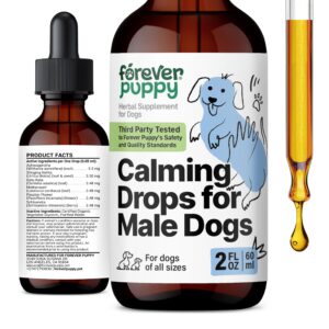 calming drops for male dogs - calming care w/ashwagandha & passion flower - natural alternative to dog calming chews and treats - dog food supplements for composure & relaxation - 2 oz