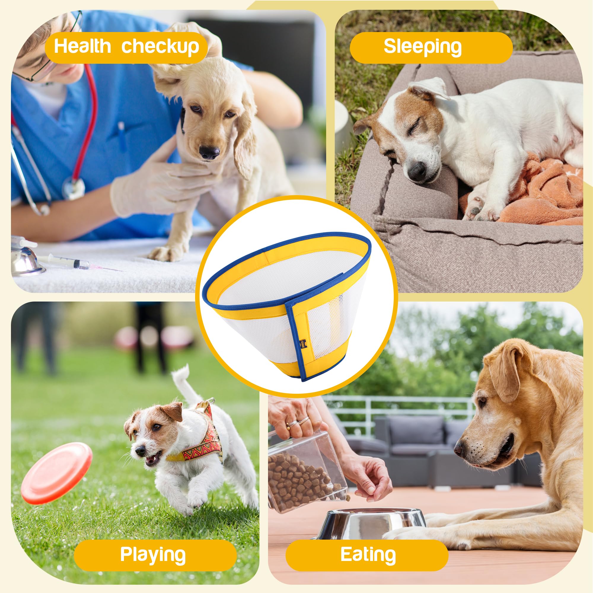 Soft Dog Cone/for Dogs After Surgery Large Medium Dogs Breathable Adjustable Comefortable Dog Cone Surgical Recovery Prevents Licking Biting Scratching, Dog Protector,XL