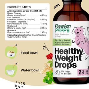 Healthy Weight Management Drops for Dogs - Dog Food Supplements for Energy - Irish Seamoss & Fenugreek Nutrition Support - Liquid Dog Vitamins and Supplements for All Breeds & Sizes - 2 oz