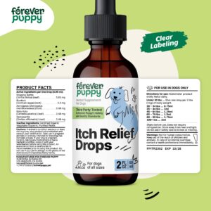 Itchy Relief for Dogs - Skin Soothing Drops for Dogs w/Stinging Nettle Leaf & Centella Asiatica - Itchy Paws Relief for Skin Health - Dog Skin and Coat Supplement for Happy Pups - 2 oz