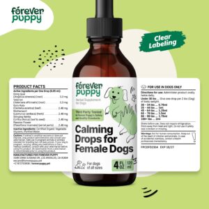 Calming Drops for Female Dogs - Valerian Root Calming Care for Dogs - Liquid Alternative to Calming Chews for Dogs' Composure - Herbal Dog Separation Relief Drops - Pet Calming Supplements - 4 oz