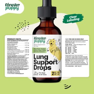 Lung Support Drops for Dogs - Respiratory Support Supplement for Dogs w/Mullein Leaf - Herbal Dog Respiratory Health Drops - Dog Vitamins for Lungs w/Mullein Extract & Echinacea - 2 oz