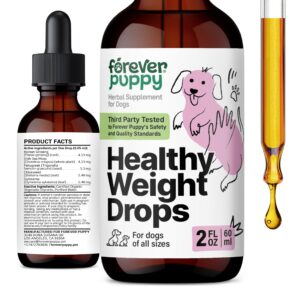 healthy weight management drops for dogs - dog food supplements for energy - irish seamoss & fenugreek nutrition support - liquid dog vitamins and supplements for all breeds & sizes - 2 oz