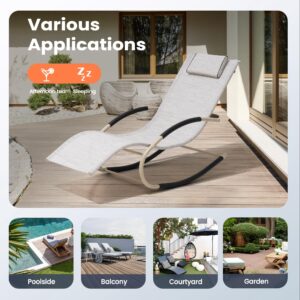 PATIOHIT Outdoor Lounge Rocking Chair Set of 2 - Patio Lounge Chair Comfortable and Stylish Rocking Sunlonger for Relaxation, Sunbathing, and Napping - Modern Design for Patio, Garden, Living Room