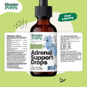 Adrenal Support for Dogs - Calming Drops for Dogs w/Liquid Ashwagandha & Schisandra Berry - Adrenal Drops for All Breeds & Sizes - Liquid Dog Vitamins and Supplements for Adrenal Health - 2 oz