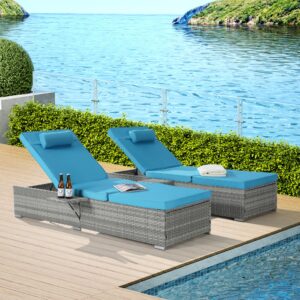 lounge chair, pool lounge chairs for outside, wicker chaise lounge outdoor, patio lounge chairs set of 2, rattan furniture reclining chair set with adjustable backrest recliners + cushions (style 11)