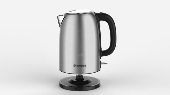 Westinghouse 220 Volt Kettle - Cordless - 1.7 Liter - Stainless Steel - Bundle With Dynastar 220 Volts 240 Volts (Not For USE IN USA)