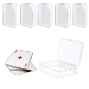 dessy&bili 6 pcs playing card case plastic card case mini plastic storage containers box with lid clear rectangle box for collecting small items, beads, game pieces, business cards