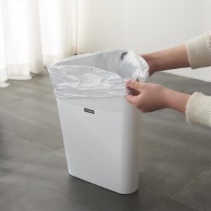 JEIMALEN Plastic Trash Can Small Wastebasket Slim Garbage Can 3.2 Gallon Triangular Trash Bin for Kitchen, Bathroom, Bedroom, Home Office, Outdoor, Dorm Room (White)