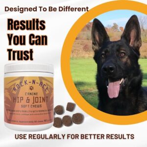 Rock-N-Ace Premium Canine Hip & Joint Support Supplement for Dogs | Glucosamine & Chondroitin MSM Large Dogs Chews | Advanced Mobility Support| Extend Joint Care for Dogs |Vet Recommended | 60 Count