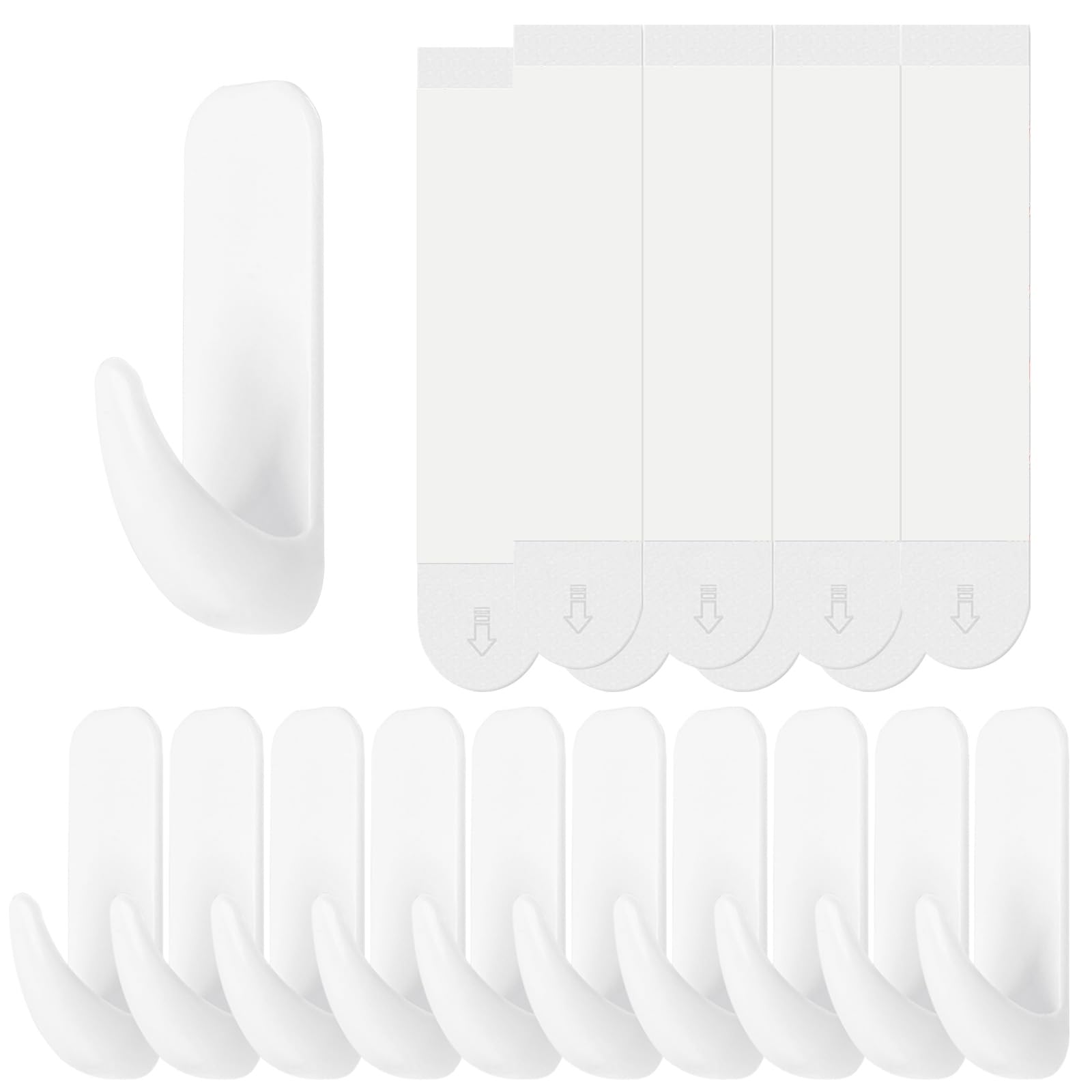 Wall Hooks for Hanging 10 Large Hooks, Heavy Duty Wall Hooks with 10 Strips, Damage Free Adhesive Hooks for Key Holder, Coat, Door, Shower Hanging