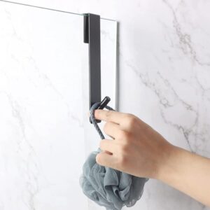 Gadpiparty 2pcs Black Shower Door Hooks Over The Door Towel Hooks Shower Squeegee Hooks Stainless Steel Towel Hooks Robe Hook for Bathroom Frameless Glass Shower Door