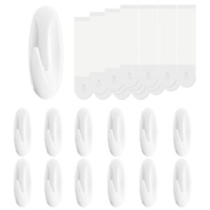 designer wall hooks for hanging 12 hooks medium, removable adhesive bathroom towel hooks, heavy duty 12 strips hooks damage free for key holder, coat, door, shower hanging