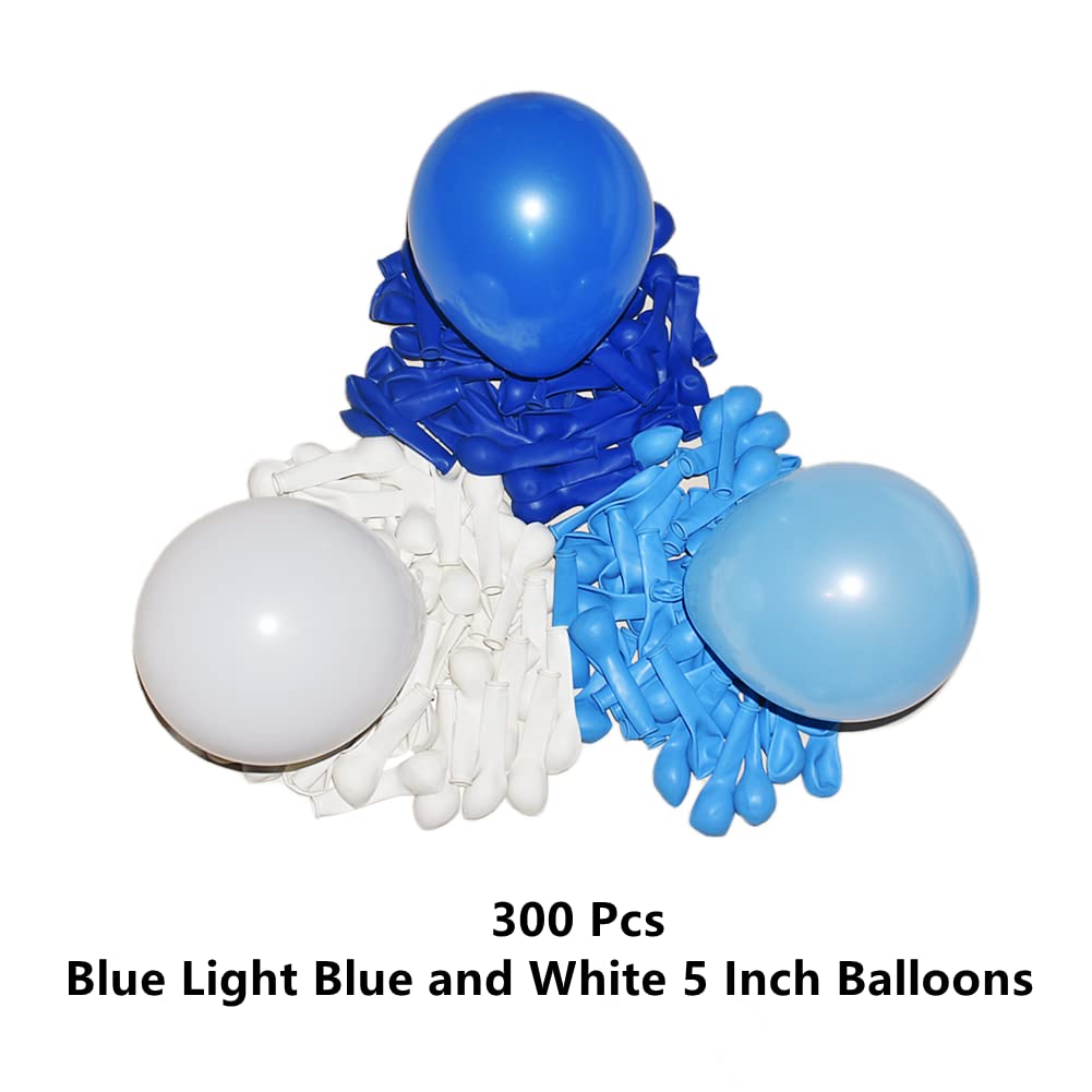 300 Pack Blue and White Balloons 5 Inch Mini Blue Light Blue White Latex Small Balloons Set for Birthday Wedding Bridal Baby Shower Supplies Graduation Party Decorations