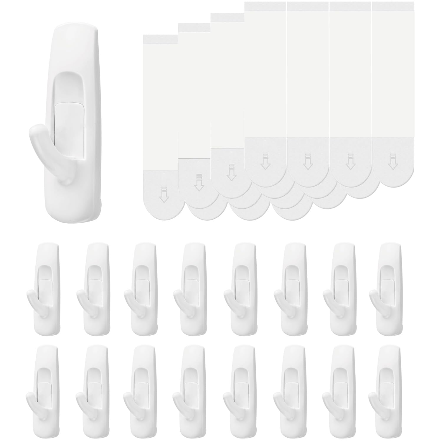 Utility Wall Hooks for Hanging Medium 16 Hooks, Damage Free Hanging Wall Hooks with Adhesive Strips, Heavy Duty Adhesive Hooks Damage Free for Key Holder, Coat, Door, Shower Hanging