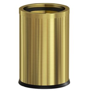 leasylife 9l/2.4gal gold bathroom trash can, brass bathroom garbage can without lid, small gold black wastebasket for bathroom, children's room,hotel, office (gold)