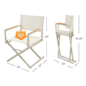 Grand patio 2-Pack Folding Sling Chairs, Outdoor Chair Set of 2, Woodgrain Armrests Patio Chairs, Outdoor, Apricot