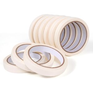 duijinyu 9 rolls masking tape bulk 0.6 inch - narrow white painters tape general purpose for packing crafting diy home office 3/5 inch x 22 yards