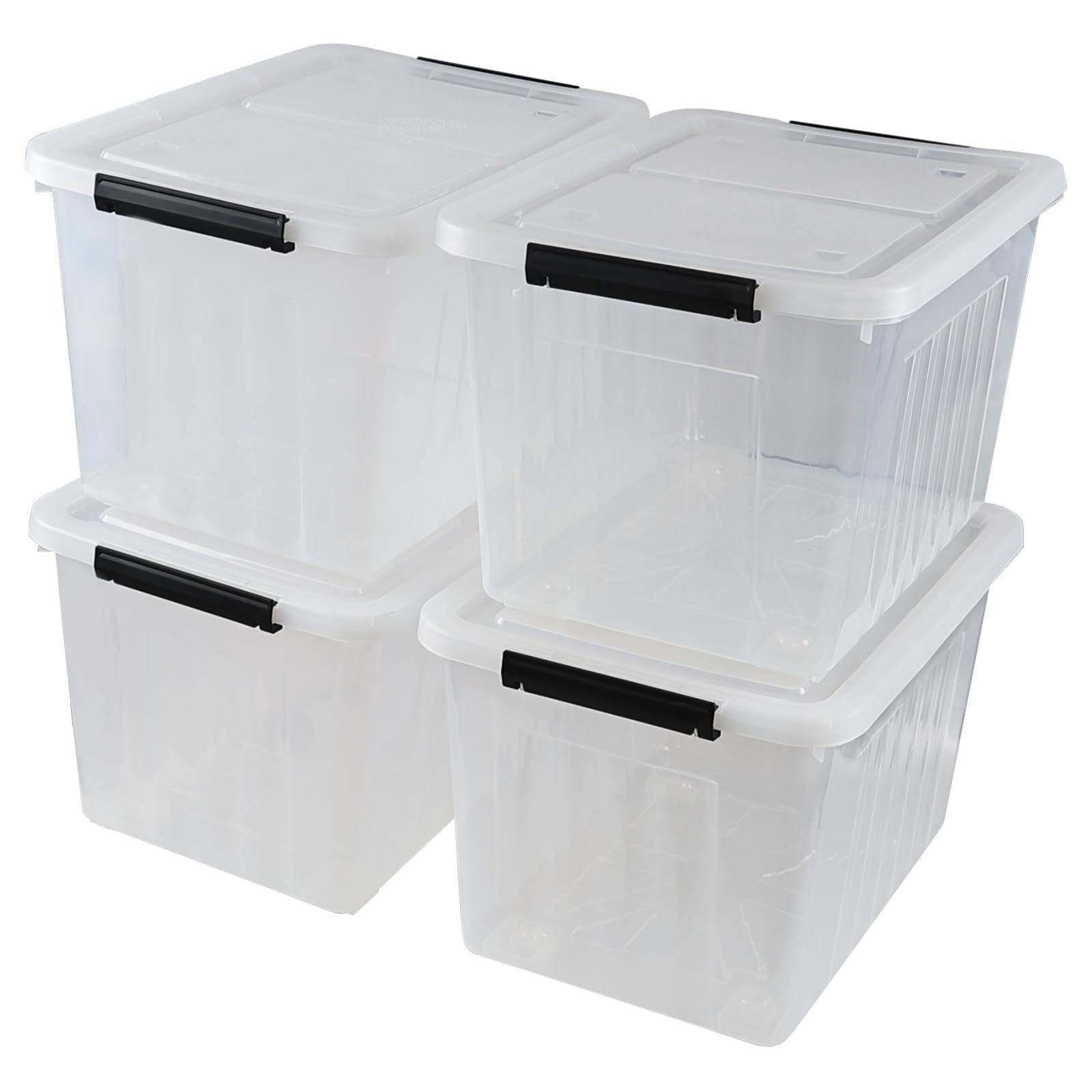 Hayixia 50 LPlastic Storage Bin on Wheels, Pack of 4 Large Latching Container Box, Clear