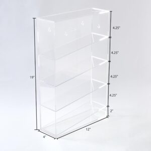 CiaoHER Clear Acrylic Pipette Rack 4 compartment counter top or wall mounted with sealed base, 12x4x19 inches