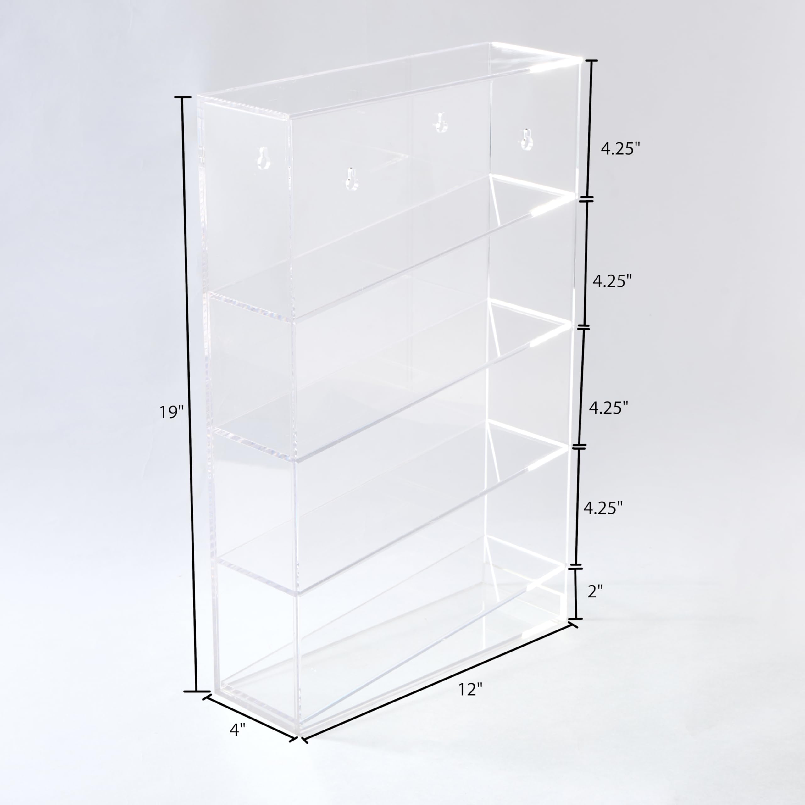 CiaoHER Clear Acrylic Pipette Rack 4 compartment counter top or wall mounted with sealed base, 12x4x19 inches