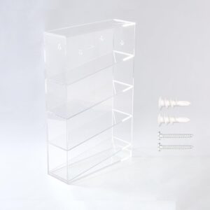 CiaoHER Clear Acrylic Pipette Rack 4 compartment counter top or wall mounted with sealed base, 12x4x19 inches