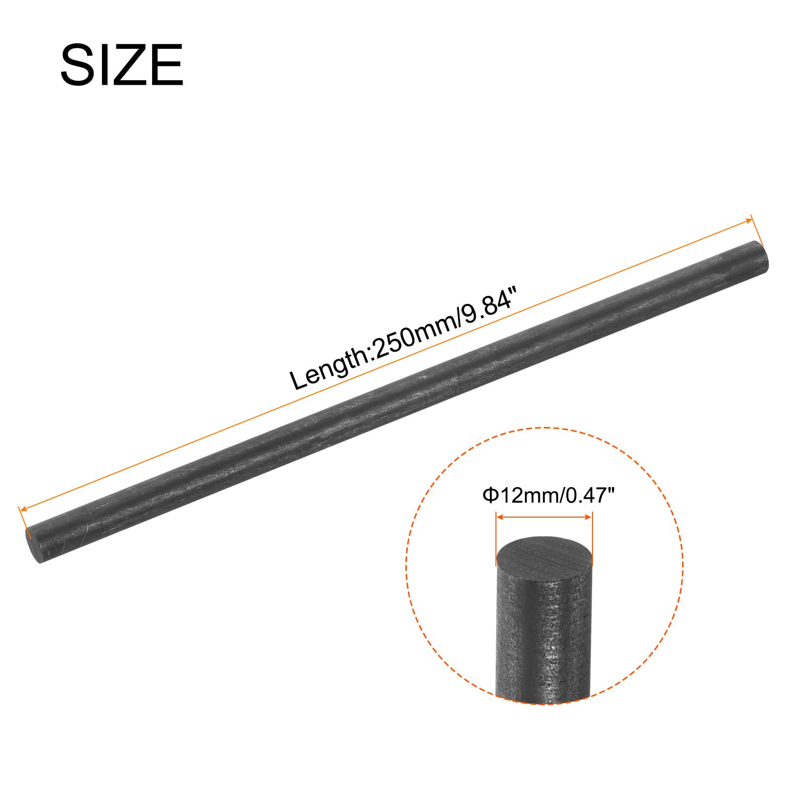 MECCANIXITY Graphite Rod, Graphite Stirring Rod Cylinder Stick Carbon Rod 250x12mm Black for Electrode, Melting Casting, Crucibles, Pack of 3