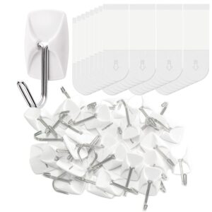 wire hooks for wall small 32 hooks, heavy duty wall hooks with 32 strips, damage free adhesive hooks for key holder, coat, door, shower hanging