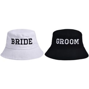 2pcs bride groom bucket hats bachelor bachelorette party decorations bridal honeymoon travel newlywed gifts white black