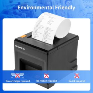 NetumScan USB POS Receipt Printer, 80mm Thermal Receipt Printer with Auto Cutter Cash Drawer, 300mm/s, USB Interface, Support Windows/Mac/Linux, Restaurant Kitchen Printer for ESC/POS