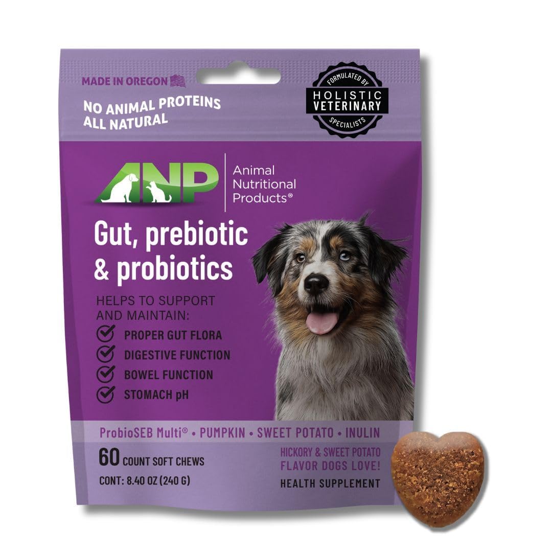 ANP Advanced Prebiotic & Probiotic Natural Chews for Dogs - No Animal Proteins, Gut Flora Health, Clinically Studied ProSEB Multi® for Digestive Health, Including Diarrhea Relief and Bowel Stability