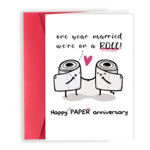 londue happy 1st anniversary wedding gifts for him her, funny paper anniversary cards for wife husband, romantic 1 year anniversary card gifts for couple, first anniversary day gifts