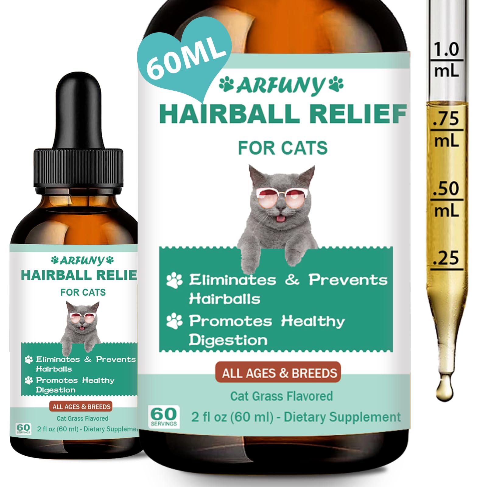 Cat Hairball Control | Hairball Cat Treats for Skin & Coat, Digestion, Nutrient Absorption | Fur Ball Remedy for Cats with Natural Ingredients & Vitamins | Cat Hairball Treatment | Cat Grass Flavor