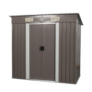 6x4 ft outdoor storage shed with floor frame waterproof storage house garden metal shed with lockable door anti-corrosion storage house tool shed for garden backyard patio lawn