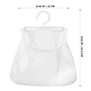 PartyKindom Hanging Mesh Clip Bag for Storage, Bathroom Laundry Bag, Multi-functional Mesh Clothespin Bag, Kitchen Storage Holder Bag, Fruit Vegetable Holder Pouch