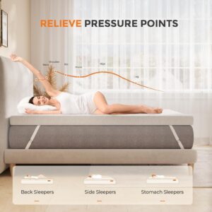 Sweetnight 4 Inch Gel Memory Foam Mattress Topper King - Dual-Layer Foam with Washable Cover, Cooling Comfort, and Non-Slip Design for a Restful Sleep