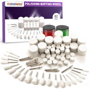 80pcs buffing wheels polishing kit with 2pcs polishing compound compatible with dremel rotary tool, different shapes of polishing wheel for drill with 3mm(1/8'') shank for metal jade glass polishing ﻿