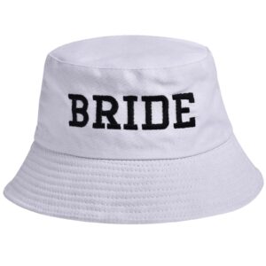 2PCS Bride Groom Bucket Hats Bachelor Bachelorette Party Decorations Bridal Honeymoon Travel Newlywed Gifts White Black