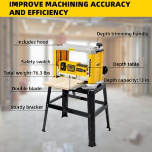 Benchtop Planer, Three-Solid Steel Blade Benchtop Thickness Planer, 20,000 RPM, 15-Amp, Corded, Dust removal system (Planer with Stand)