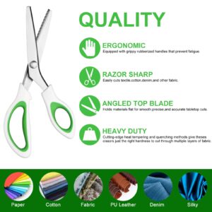 YUQGAOP Pinking Shears，9” Zig Zag Scissors for Fabric，Pinking Shears Scissors for Fabric Cutting，Professional Handheld Dressmaking，Great for Many Kinds of Sewing Fabrics Leather and Craft Paper