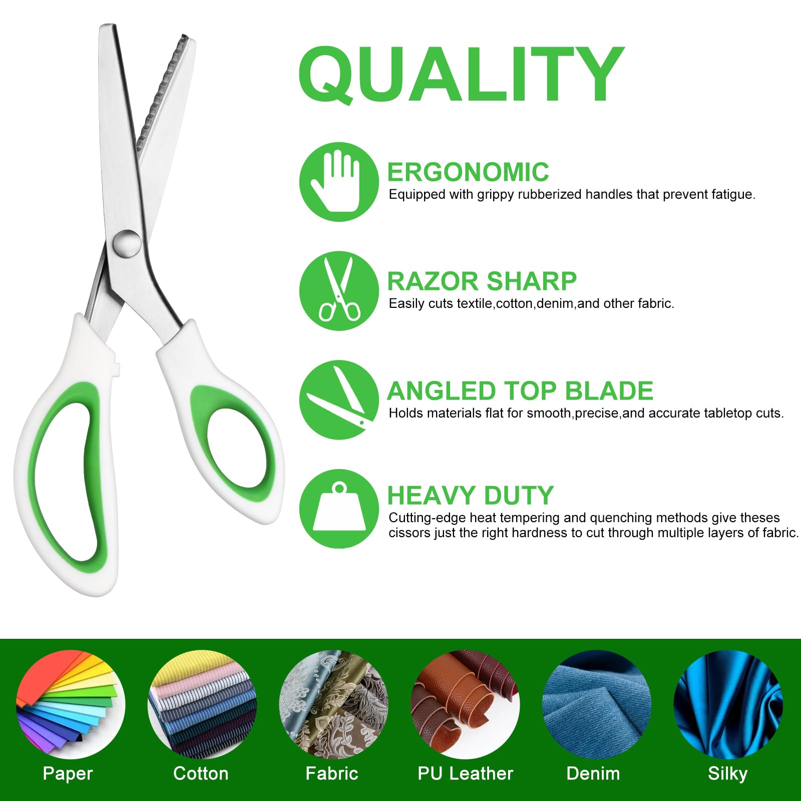 YUQGAOP Pinking Shears，9” Zig Zag Scissors for Fabric，Pinking Shears Scissors for Fabric Cutting，Professional Handheld Dressmaking，Great for Many Kinds of Sewing Fabrics Leather and Craft Paper