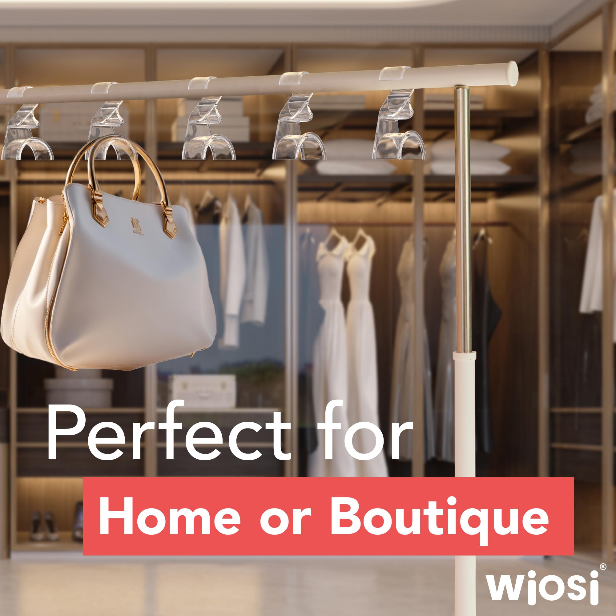 Wiosi Premium Clear Purse Hanger Closet Set of 12 - Durable Acrylic Organizers and Storage Bag Hanger for Luxury Closet - Purse Hanger Holder for Handbags Premium Backpack Purse Hooks