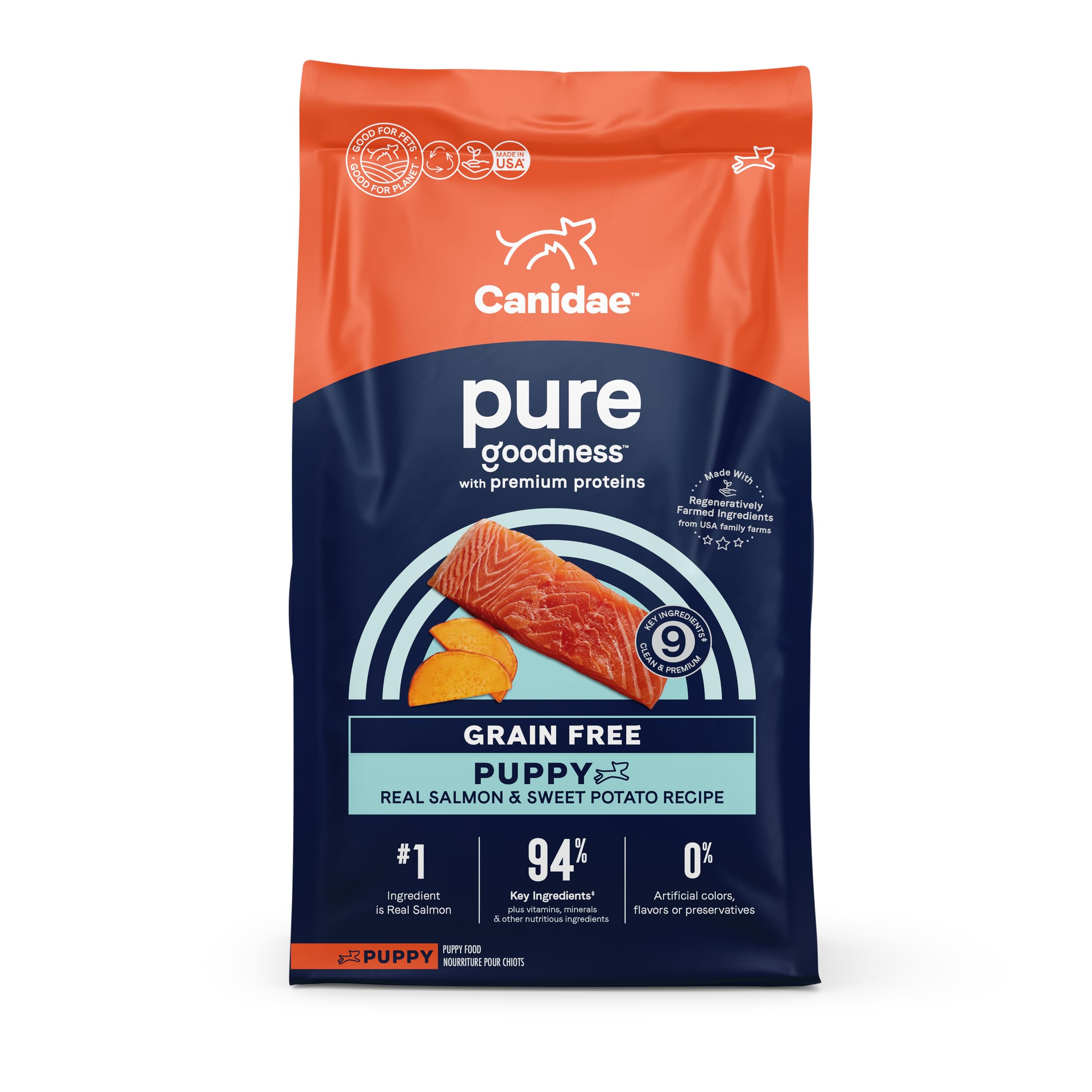 Canidae Pure Grain Free Dry Puppy Food, Real Salmon & Sweet Potato, 4 lbs.